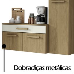 Armário de Cozinha com Balcão Compacta Suspensa Castanho/off White Rubi Aramoveis - 3