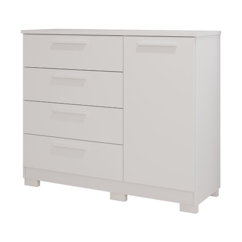 Cômoda Malu 1 Porta 4 Gavetas Branca 121cm