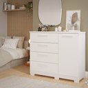 Ver imagem 2 de Cômoda Malu 1 Porta 4 Gavetas Branca 121cm