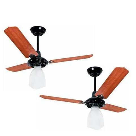 Kit 2 Ventilador de Teto Lumi Preto Pás Mogno Loren Sid - 110v