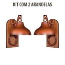 Ver imagem 2 de Kit 2 Arandela Rústica Estancia Ferradura Madeira Madelustre - Marrom - 110V/220V (Bivolt)