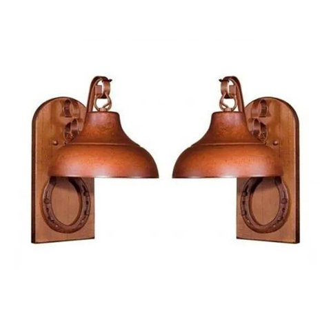 Kit 2 Arandela Rústica Estancia Ferradura Madeira Madelustre - Marrom - 110V/220V (Bivolt)