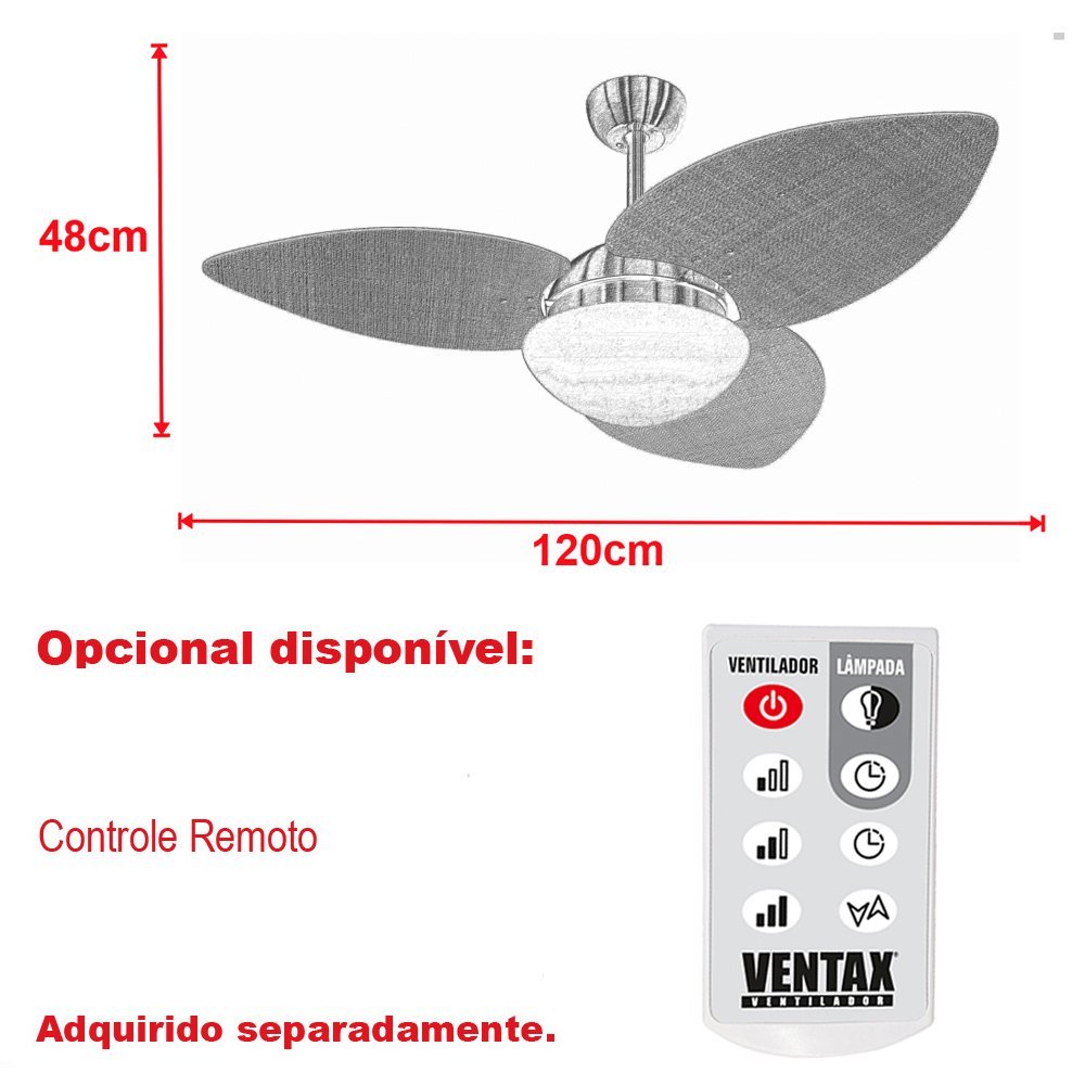 Ventilador Teto Winds Bronze Turbo 3 Pás Palha Ventax 110v - 2