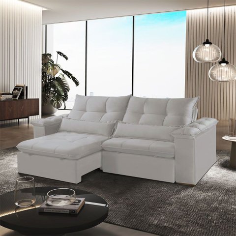 Sofá Retrátil e Reclinável Exclusive 250cm Braço 25cm Meu Sofá Online