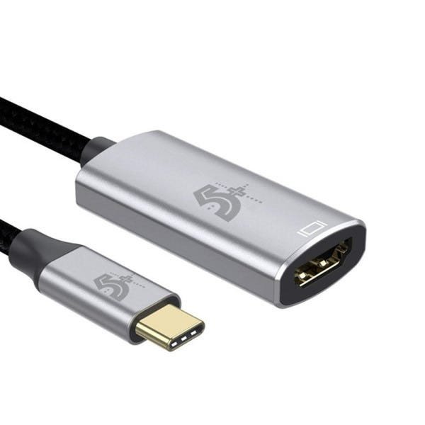 Cabo Adaptador USB-C - HDMI 2.0, 10cm, Alumínio - 018-7455 - 5+ - 2