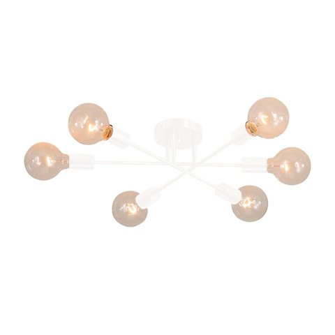Lustre Sputnik Hashteg 6xe27 Moderno para Sala de Jantar Branco