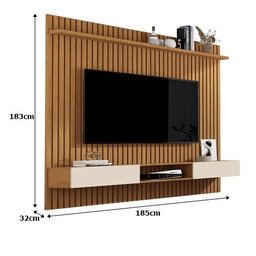 Painel para Tv Ripado até 72 Polegadas Vênus 1.8x1.8 com Nicho Nature/off White - Giga Móveis - 3