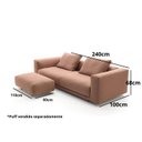 Ver imagem 2 de Sofá King Size 3 Lugares Revestimento em Sarja com Puff - Lud002:salmão