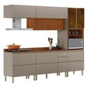 Ver imagem 2 de Cozinha Completa Proença 7 Portas 7 Gavetas Ripado com Vidro Dp2705rp Nogueira/nude Prime Tx - Demób