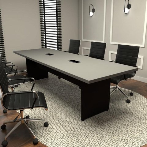Mesa de Reunião 8 Pessoas 2,70m Cs Pre 2 Caixas de Tomada F5