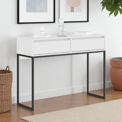 Buffet Luce Retro Madeira 2 Gavetas Estilo Industrial - Branco Preto