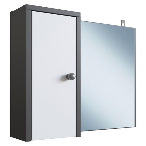 Armario para Banheiro 1 Porta 50 Cm Lva04 Grafite Branco Novam