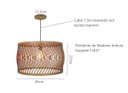 Ver imagem 3 de Luminária Pendente em Madeira Imbuia Ondas 45cm Para Mesa Balcão Bancada Área Gourmet
