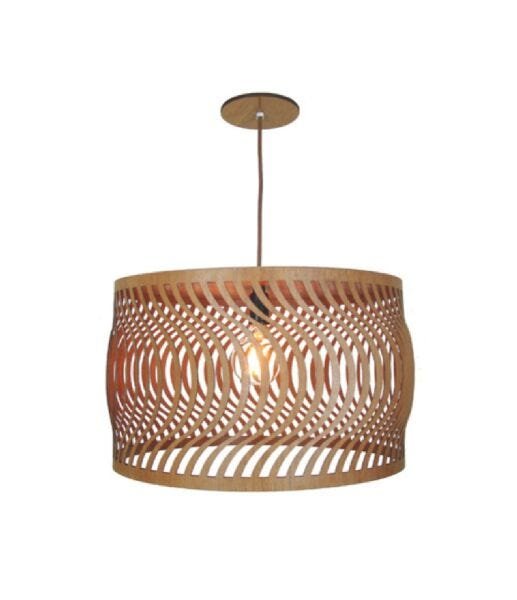 Luminária Pendente em Madeira Imbuia Ondas 45cm Para Mesa Balcão Bancada Área Gourmet - 1