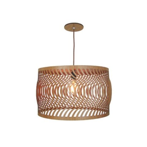 Luminária Pendente em Madeira Imbuia Ondas 45cm Para Mesa Balcão Bancada Área Gourmet