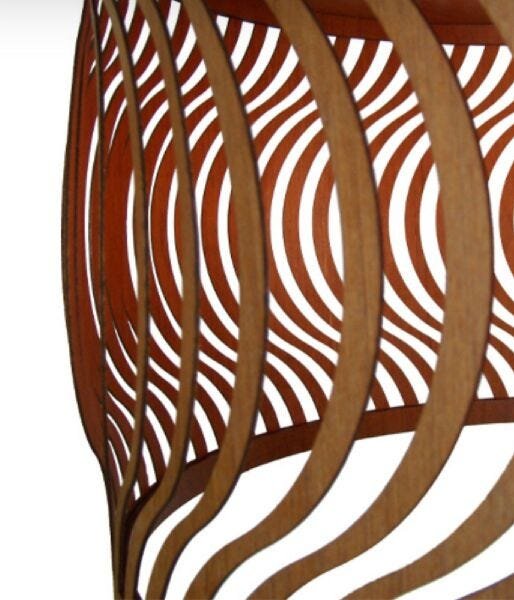 Luminária Pendente em Madeira Imbuia Ondas 45cm Para Mesa Balcão Bancada Área Gourmet - 4
