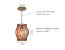 Ver imagem 3 de Luminária Pendente em Madeira Imbuia Ondas Para Mesa Balcão Bancada Área Gourmet Cabeceira de