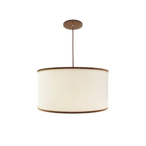 Luminária Pendente Tecido e Madeira 45cm para Mesa Balcão Bancada Área Gourmet