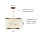 Ver imagem 3 de Luminária Pendente Tecido e Madeira 45cm para Mesa Balcão Bancada Área Gourmet