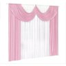 Cortina Para Sala Ou Quarto 2 00 X170 De Malha Rosa E Branco - 1