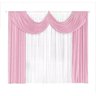 Cortina Para Sala Ou Quarto 2 00 X170 De Malha Rosa E Branco - 2