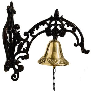 Sino De Parede Bronze E Metal Decorado Grande
