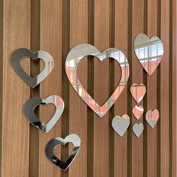 Espelho Decorativo de Coração Vazado 10 Peças - 2