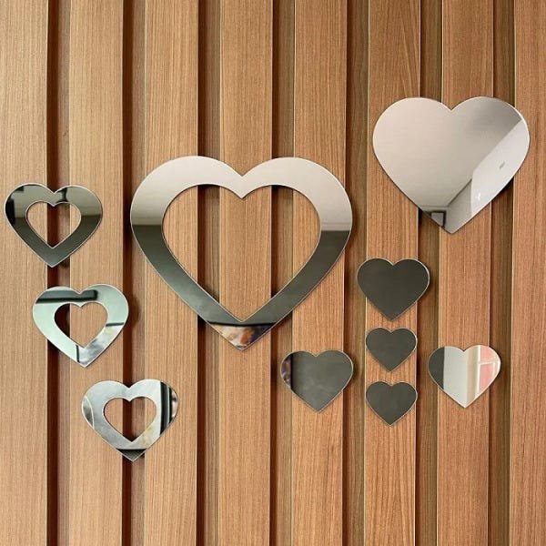 Espelho Decorativo de Coração Vazado 10 Peças - 3
