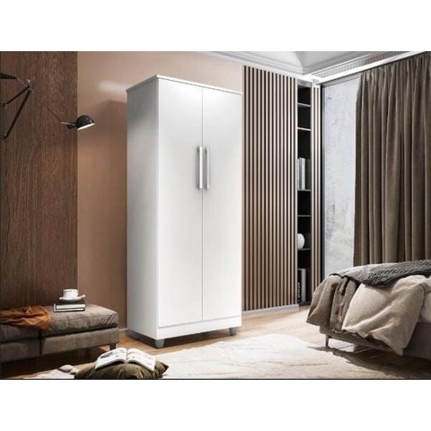 Armário Multiuso 2 Portas 3 Prateleiras Branco Saara Brienza Movelaria