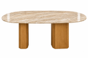 Ver imagem 1 de Mesa de Jantar Orgânica Cora 160x90cm Base Dupla - Mármore Travertino