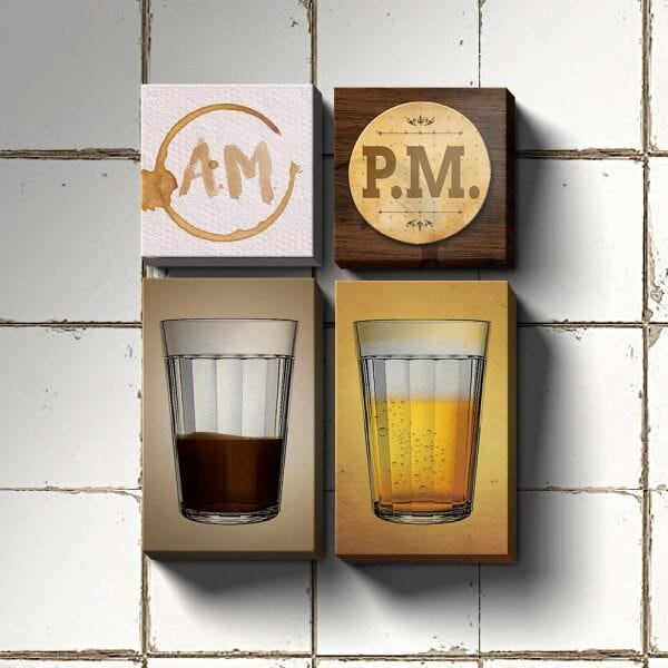 Quadros decorativos Dia de Trampo e noite de Boemia com 4 peças - 1