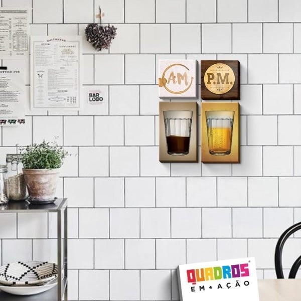 Quadros decorativos Dia de Trampo e noite de Boemia com 4 peças - 2