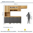 Ver imagem 3 de Cozinha Completa Modulada 4 Peças 11 Portas 1 Gaveta Cristal Cinza/Cinamomo/Grafite