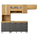 Ver imagem 2 de Cozinha Completa Modulada 4 Peças 11 Portas 1 Gaveta Cristal Cinza/Cinamomo/Grafite