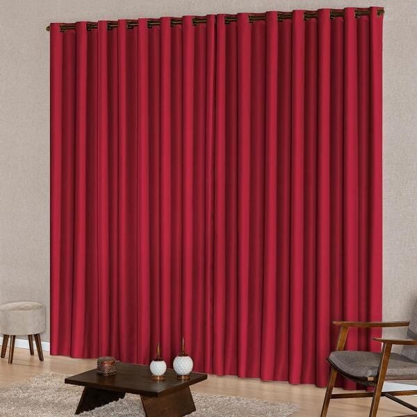 Cortina Oxford Sala E Quarto 4,00M X 2,50M Vermelho - 1