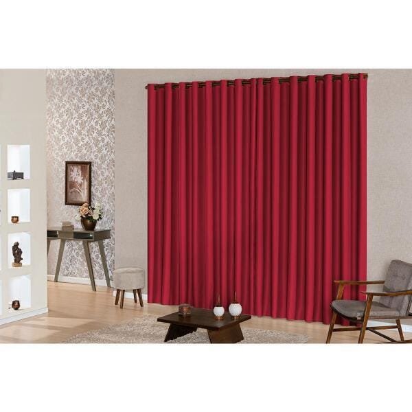 Cortina Oxford Sala E Quarto 4,00M X 2,50M Vermelho - 2
