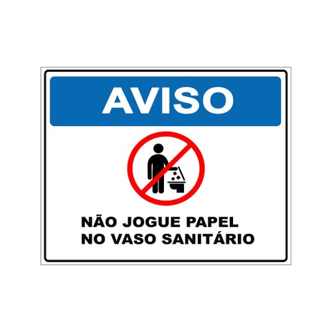 Placa Sinalização Indicativa Não Jogar Papel Vaso Sanitário 15x20cm Tacolado 03 Unidades