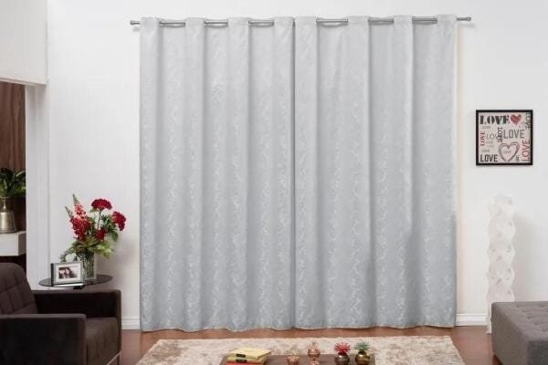 Cortina Jacquard 3,00M X 2,80M Cinza-Claro - 1