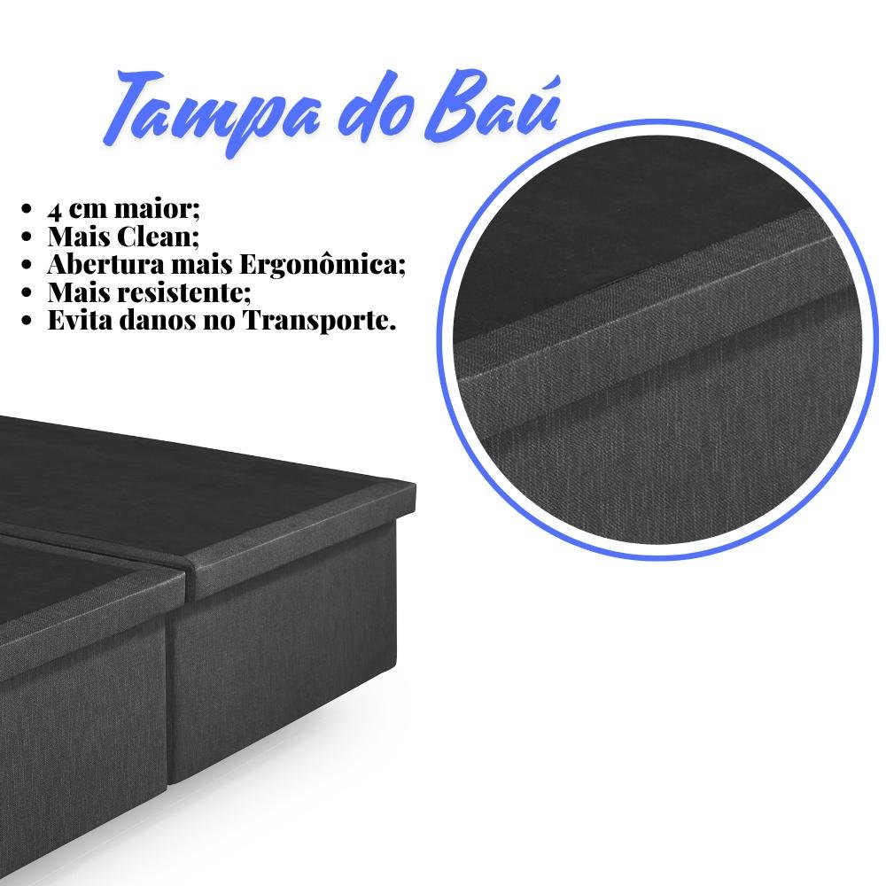 Base Box Baú Queen 158x198x42 Courino Linho Preto - 7