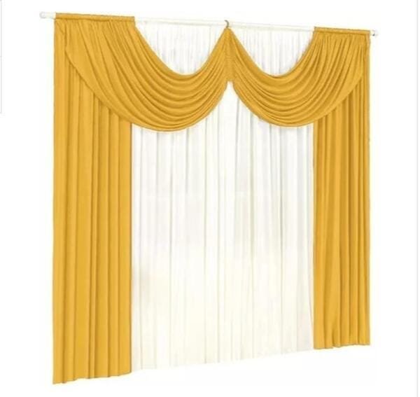 Cortina Sala Ou Quarto 2 00 X 1 70 De Malha Amarelo E Palha - 1