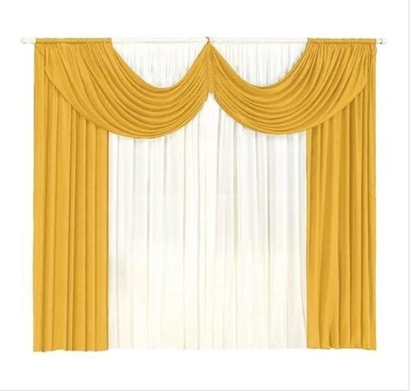 Cortina Sala Ou Quarto 2 00 X 1 70 De Malha Amarelo E Palha - 2