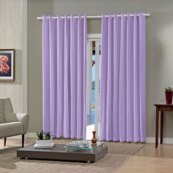 Cortina de Voal e Blecaute em PVC 5,00x2,30 Lilás - 1
