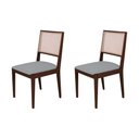 Ver imagem 1 de Conjunto com 2 Cadeiras de Jantar Estofada Suellen em Madeira e Mdf Castanho Linho Cinza