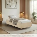 Ver imagem 2 de Cama Box Solteiro Estofada em Madeira Maciça Base Reforçada Santorini Espresso Móveis Bege/Veludo