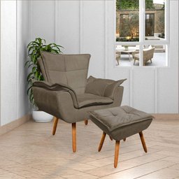 Puff Decorativo Pés Palito Charger Suede Nude G19 - Gran Belo - 7