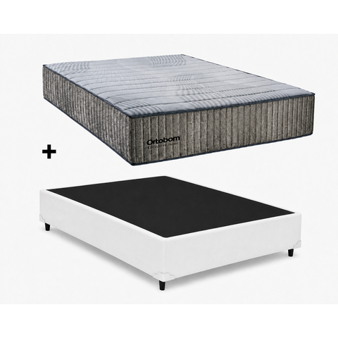 Cama Base Casal Branco Colchao Casal Exclusive Foam Espuma D33 138x188 - Ortobom