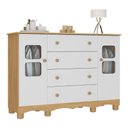 Ver imagem 2 de Cômoda Infantil 125cm 2 Portas com Vidro e 4 Gavetas Luna Multimóveis Mp4415 Madeirado/branco
