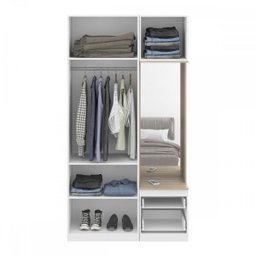 Guarda-roupa Solteiro 3 Portas 2 Gavetas com Espelho Branco Tx/aveiro - Móveis Bentec - 3 Guarda-roupa Solteiro 3 Portas 2 Gavetas com Espelho Branco Tx/aveiro - Móveis Bentec - 3