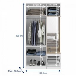 Guarda-roupa Solteiro 3 Portas 2 Gavetas com Espelho Branco Tx/aveiro - Móveis Bentec - 4 Guarda-roupa Solteiro 3 Portas 2 Gavetas com Espelho Branco Tx/aveiro - Móveis Bentec - 4