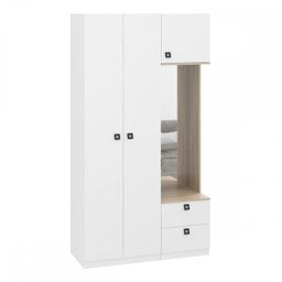 Guarda-roupa Solteiro 3 Portas 2 Gavetas com Espelho Branco Tx/aveiro - Móveis Bentec - 2 Guarda-roupa Solteiro 3 Portas 2 Gavetas com Espelho Branco Tx/aveiro - Móveis Bentec - 2